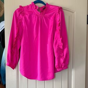 Pink Ruffled Silk JCrew Top